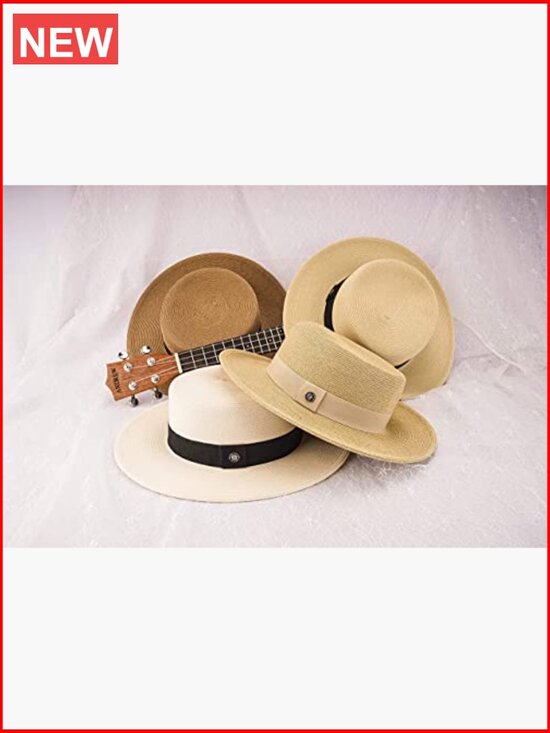 Straw Boater Sun Hat UPF50+ Wide Brim Beach Travel Crushproof main image 6